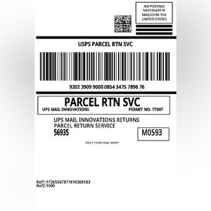 Return shipping label for fishbone corset